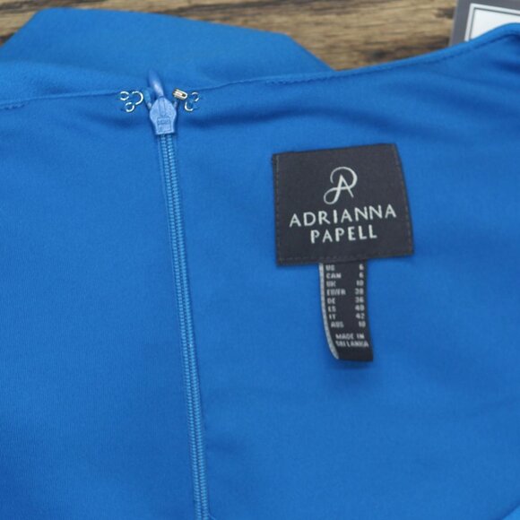 NWT Adrianna Papell Womens Bell Sleeve Tie Front Dress Deep Cerulean Blue 6 - Picture 9 of 10